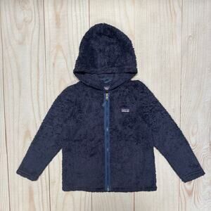 Patagonia Los Gatos Hoody Kids S 7-8 Sherpa Pile Fleece Jacket Navy Blue